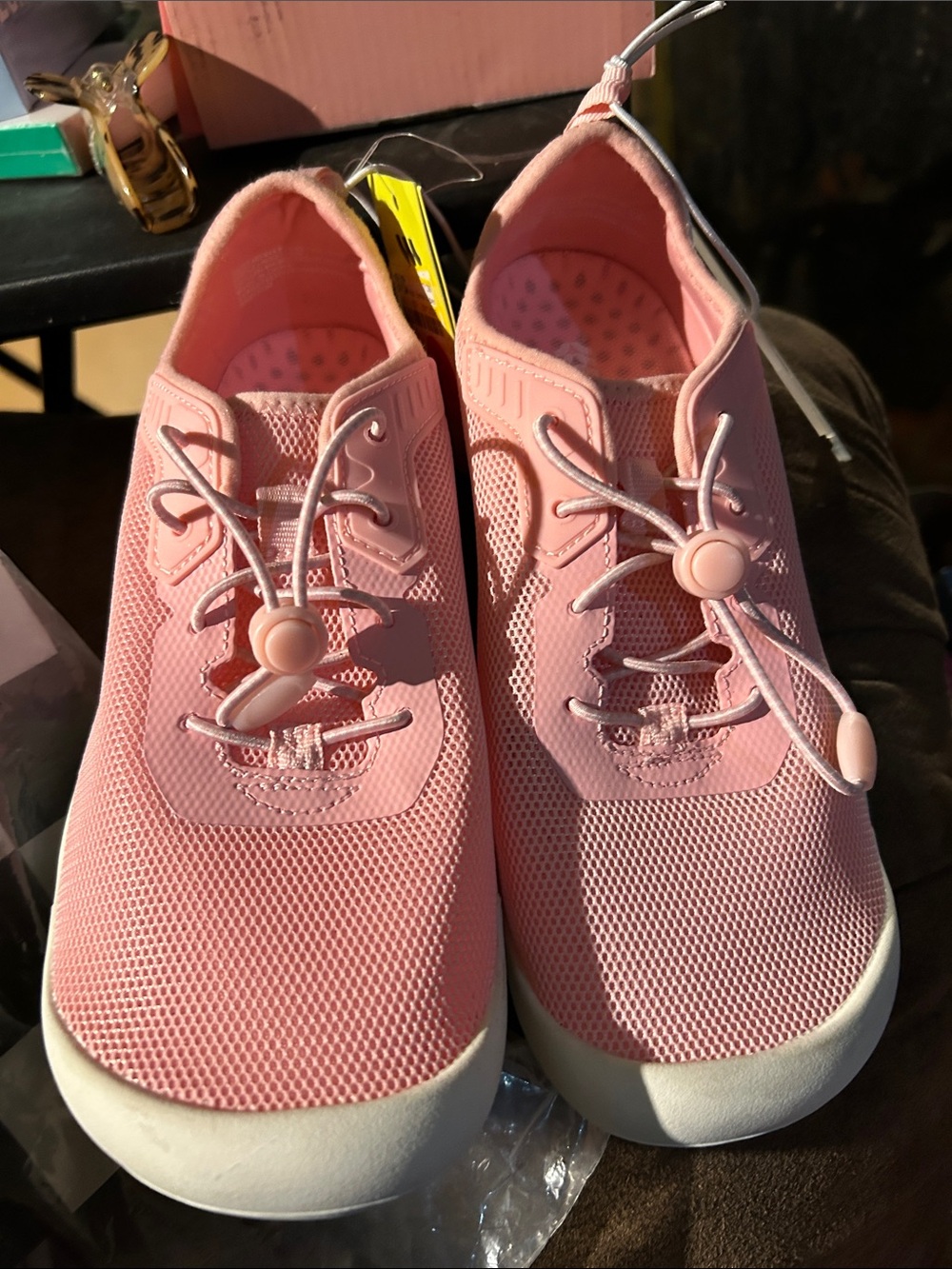 Girls Light Pink Slip-On Mesh Sneakers